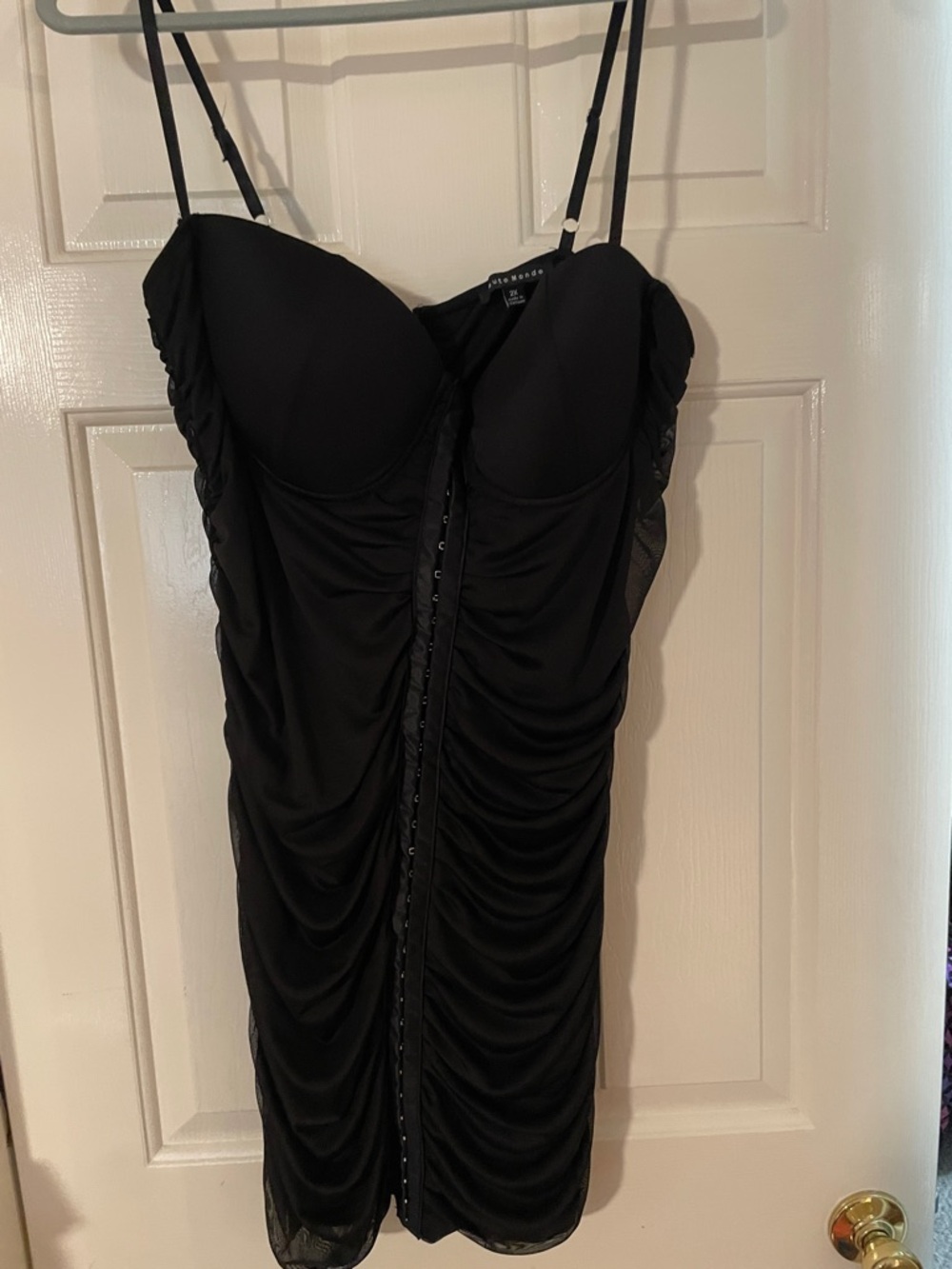 Haute Monde Black Ruched Corset-Front Bodycon Mini Dress size 2x LBD